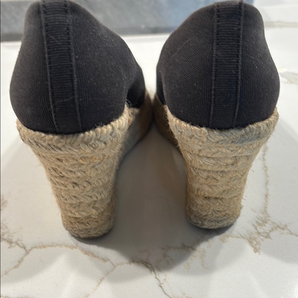 J CREW Black Espadrille Wedge Shoes size 5 - Picture 3 of 6